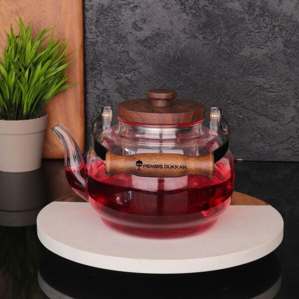 1 ADET AKASYA KULPLU CAM SÜZGEÇLİ DEMLİK (1S25)