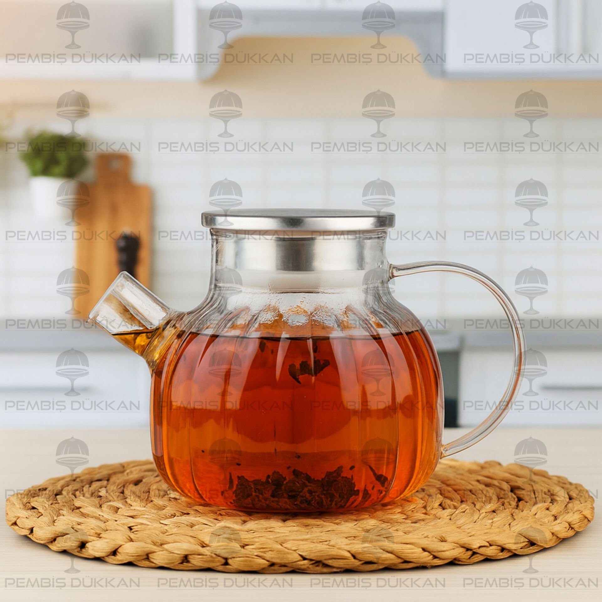 TOMBUL ÇİZGİLİ MİNİ BASIK FORM BOROSİLİKAT CAM SÜRAHİ