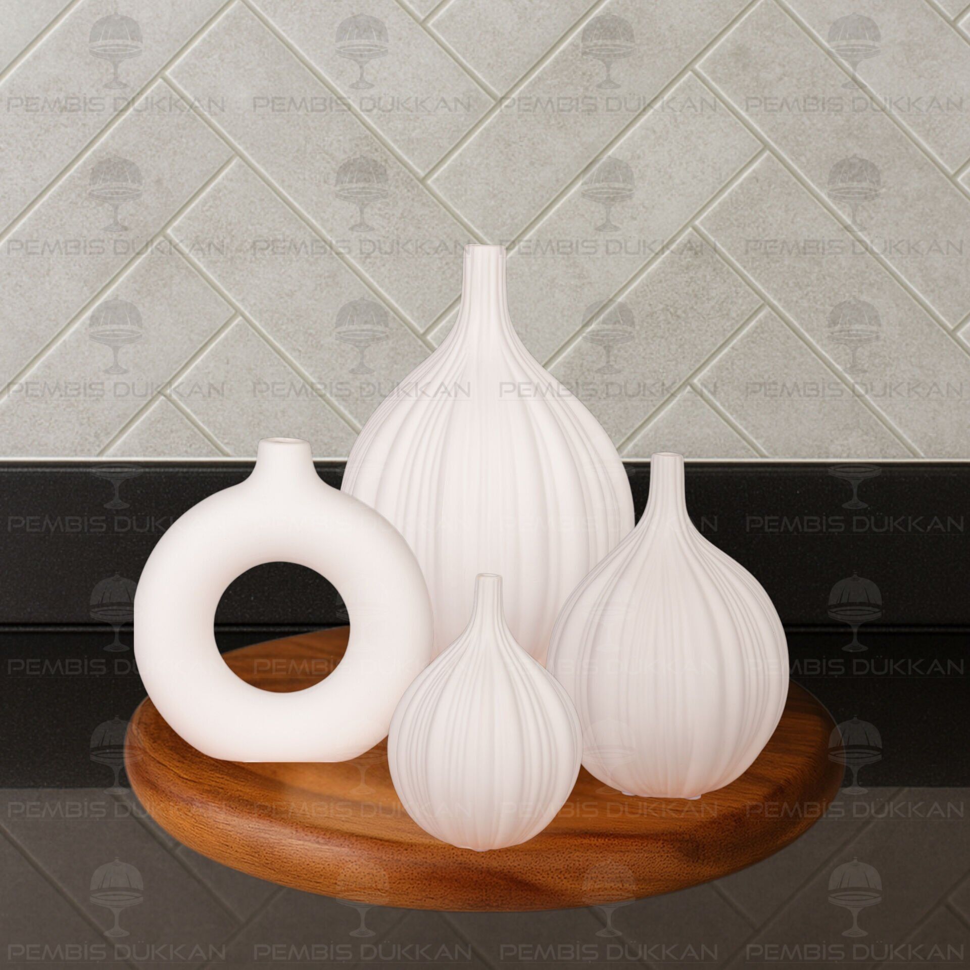 SERAMİK DEKORATİF VAZO KOMBİN SET NO1 (STAND HARİÇ)