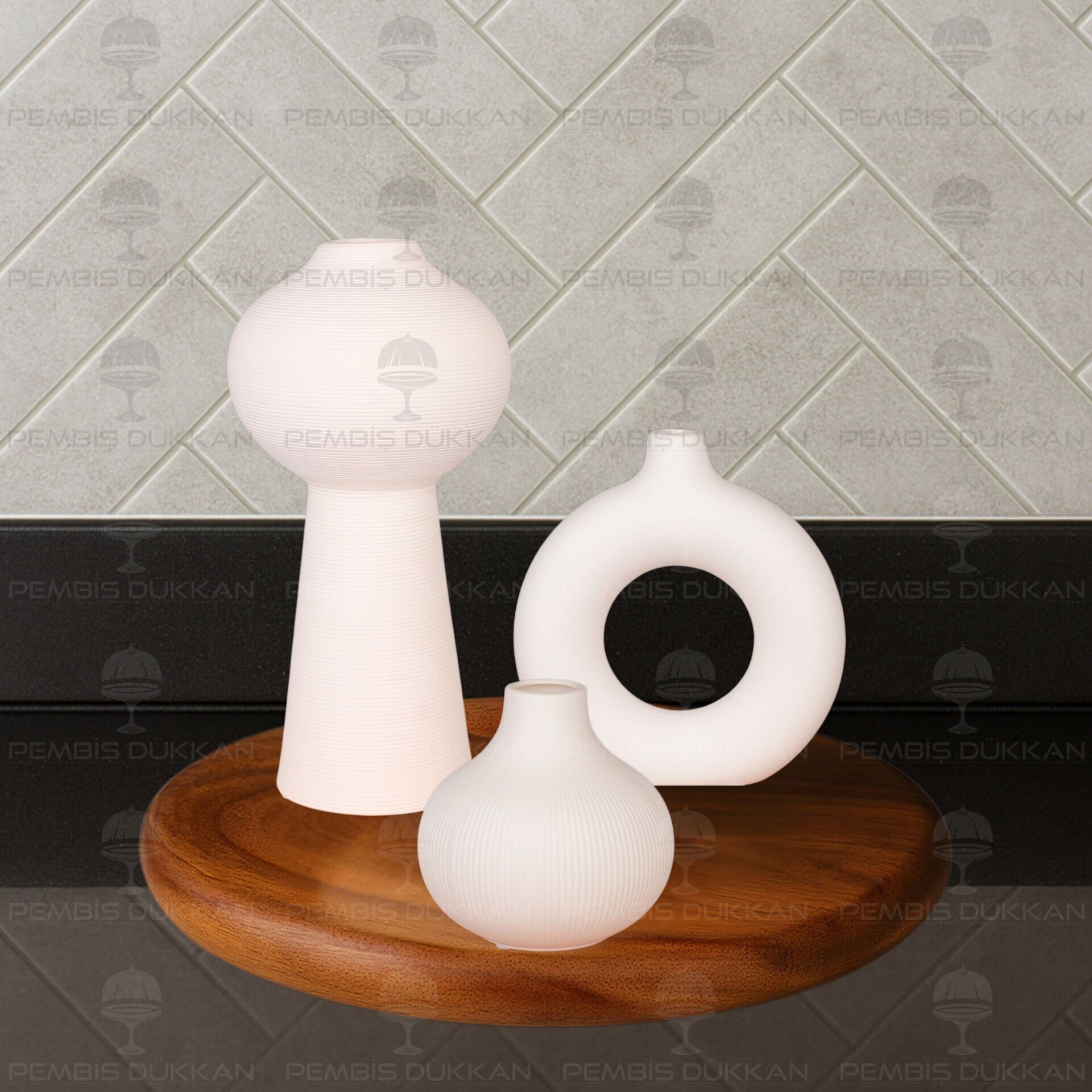SERAMİK DEKORATİF VAZO KOMBİN SET NO2 (STAND HARİÇ)