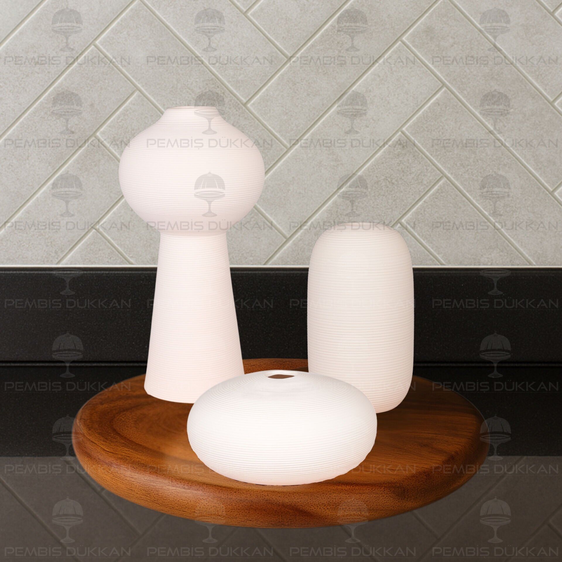 SERAMİK DEKORATİF VAZO KOMBİN SET NO3 (STAND HARİÇ)