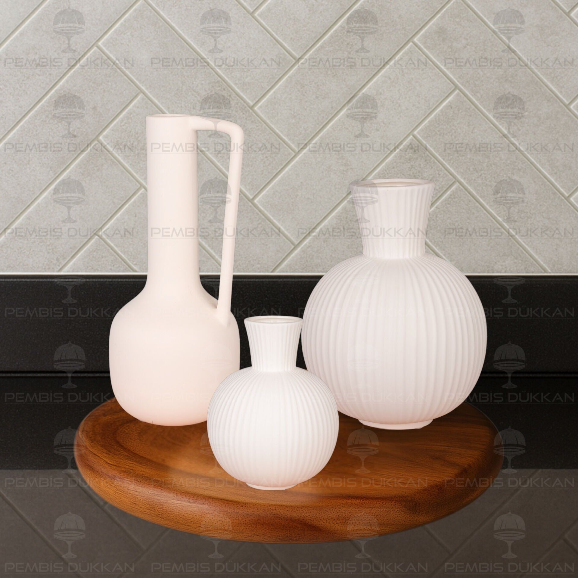 SERAMİK DEKORATİF VAZO KOMBİN SET NO8 (STAND HARİÇ)