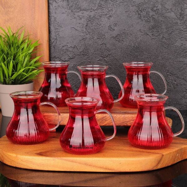 MN 6LI KULPLU TOMBUL BOROSİLİKAT CAM BARDAK (1S08)