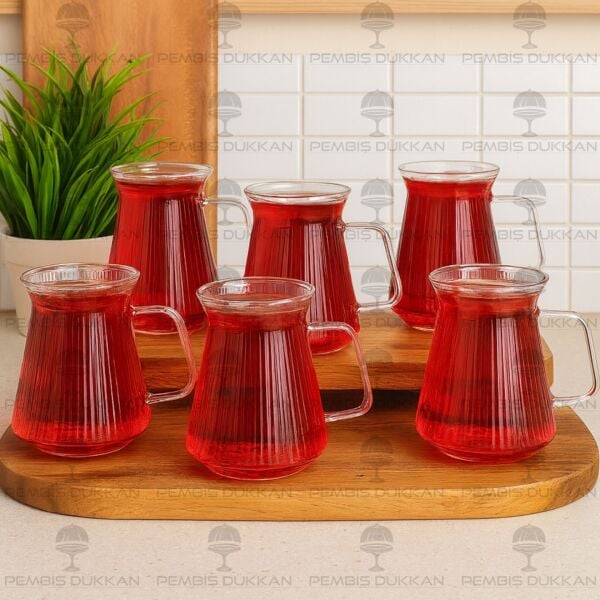 MN 6LI KULPLU BOROSİLİKAT CAM BARDAK (1S07)