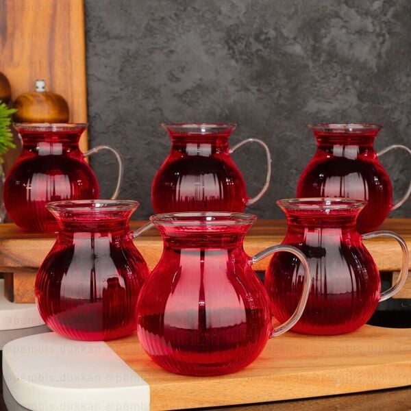 MN 6LI ORİGAMİ KEYFİ ALA BOROSİLİKAT CAM ÇAY BARDAK (1336)