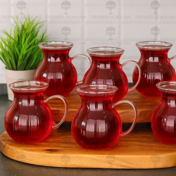 MN 6LI ORİGAMİ KEYFİ ALA BOROSİLİKAT CAM ÇAY BARDAK (1336)