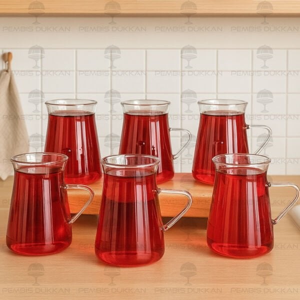 6LI BOROSİLİKAT CAM HAZAN BARDAK