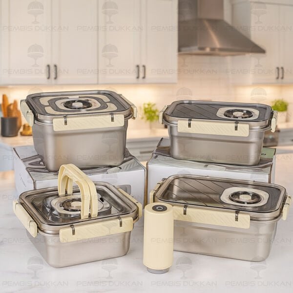 AROW TRUST VAKUM CİHAZLI METAL SAKLAMA KABI SET