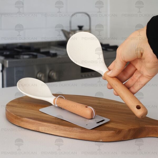 1 ADET MİEN BAMBU SAPLI KREM SİLİKON KAŞIK (1439)