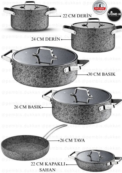 BRİONİ STONE-H TENCERE KOMBİN SET NO 4