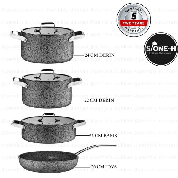 BRİONİ STONE-H TENCERE KOMBİN SET NO 6