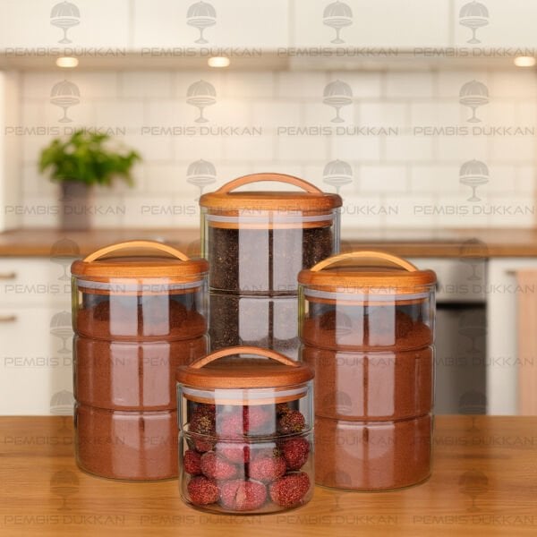 4LÜ LUVA AKASYA KAPAKLI KAVANOZ SET