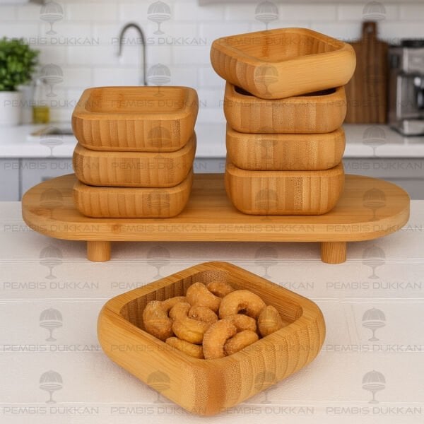 MİEN KARE 3'LÜ BAMBU ÇEREZLİK (MIEN-1368)