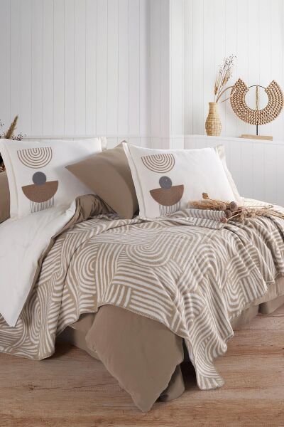 BABİL ÇİFT KİŞİLİK BATTANİYELİ  NEVRESİM TAKIMI BEJ