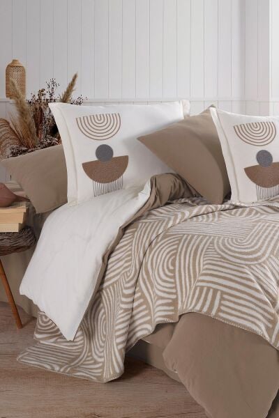 BABİL ÇİFT KİŞİLİK BATTANİYELİ  NEVRESİM TAKIMI BEJ