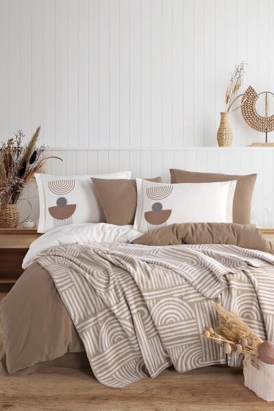 BABİL ÇİFT KİŞİLİK BATTANİYELİ  NEVRESİM TAKIMI BEJ