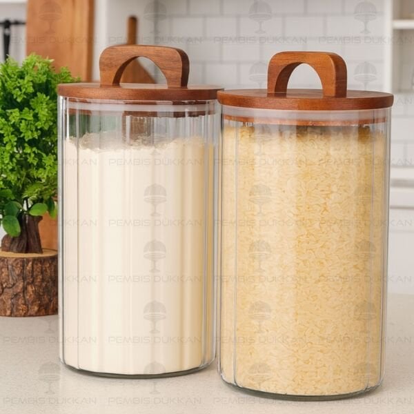 2Lİ ÇİZGİLİ ZAHİRE BÜYÜK BOY ERZAK KAVANOZ SET (BOR0105)