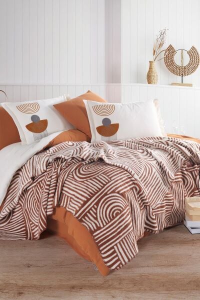 BABİL ÇİFT KİŞİLİK BATTANİYELİ NEVRESİM TAKIMI KİREMİT