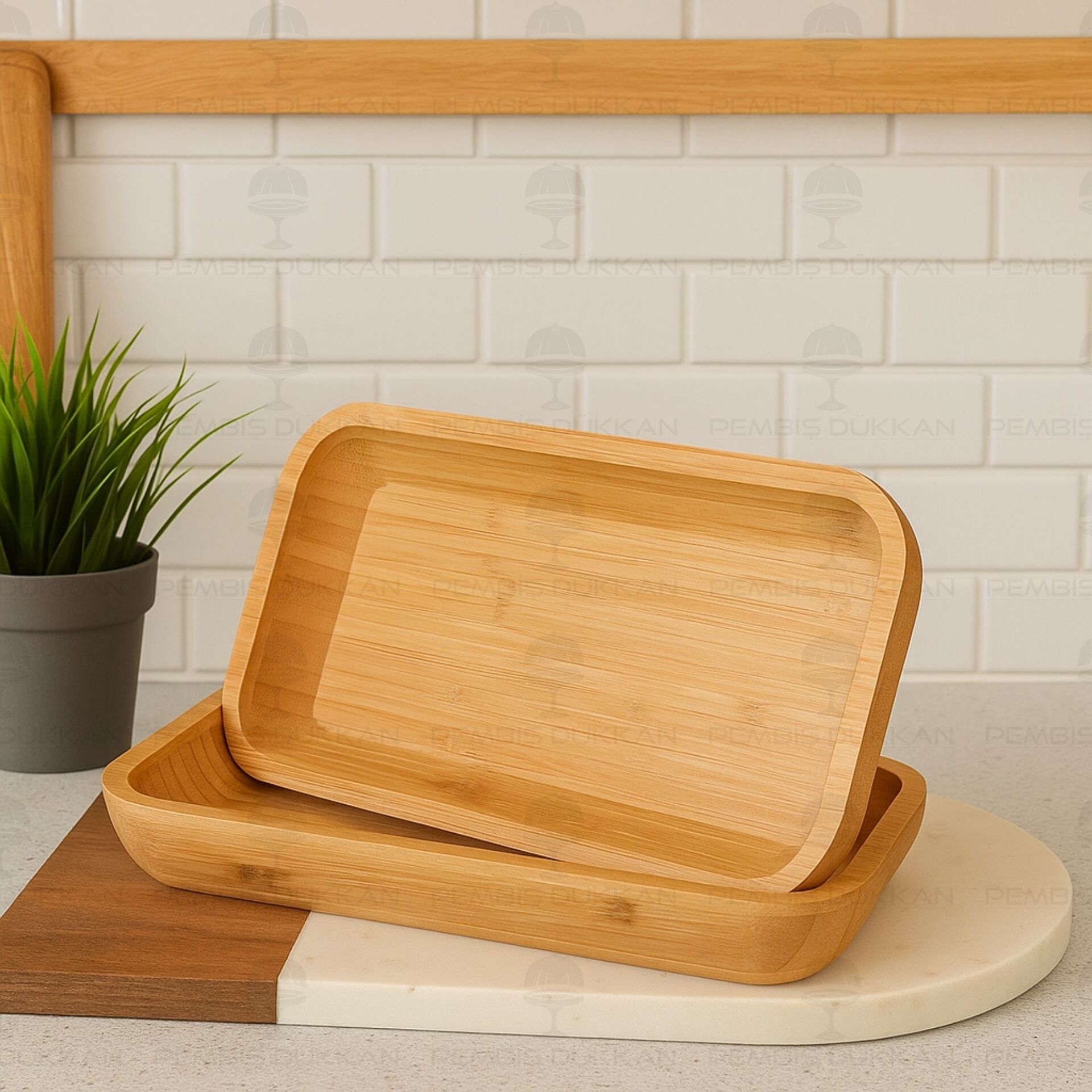 1 ADET BAMBU DİKDÖRTGEN BÜYÜK DERİN SALATA - MEZE KAYIK & SERVİS (1434)