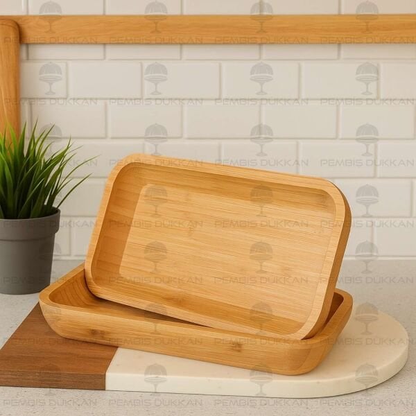 1 ADET MİEN BAMBU DİKDÖRTGEN BÜYÜK BOY DERİN KAYIK TABAK (1434)