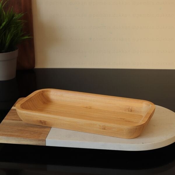 1 ADET MİEN BAMBU DİKDÖRTGEN BÜYÜK BOY DERİN KAYIK TABAK (1434)