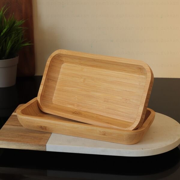 1 ADET MİEN BAMBU DİKDÖRTGEN BÜYÜK BOY DERİN KAYIK TABAK (1434)