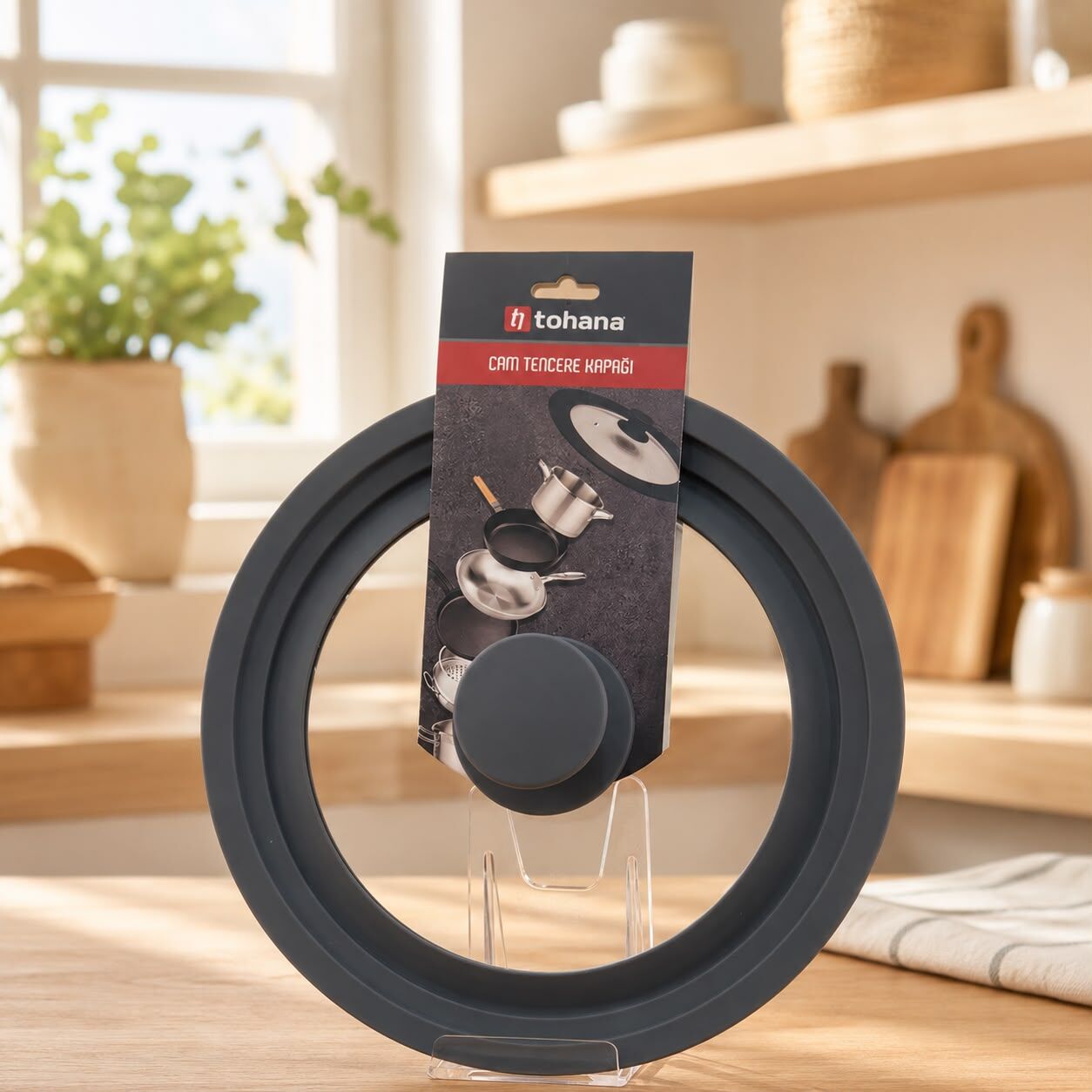 18-20-22 cm Silikon Kademeli Cam Kapak Küçük (77503)