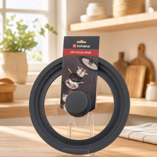 18-20-22 cm Silikon Kademeli Cam Kapak Küçük (77503)