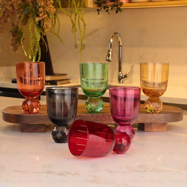 Lily 6lı Asorti Çizgili Kahve Yanı Bardağı 140ml (P342.114333)