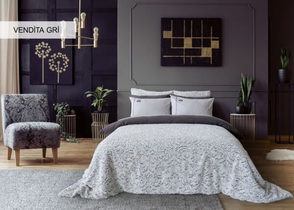 WİLD HOME ÇİFT KİŞİLİK KÜRKLÜ YATAK ÖRTÜSÜ TAKIMI - VENDİTA GRİ