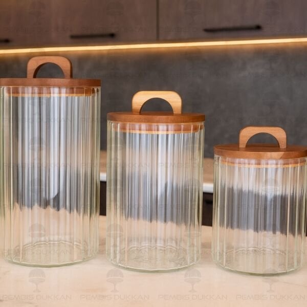 3LÜ ÇİZGİLİ ZAHİRE ERZAK KAVANOZ SET (BOR0103-0104-0105)