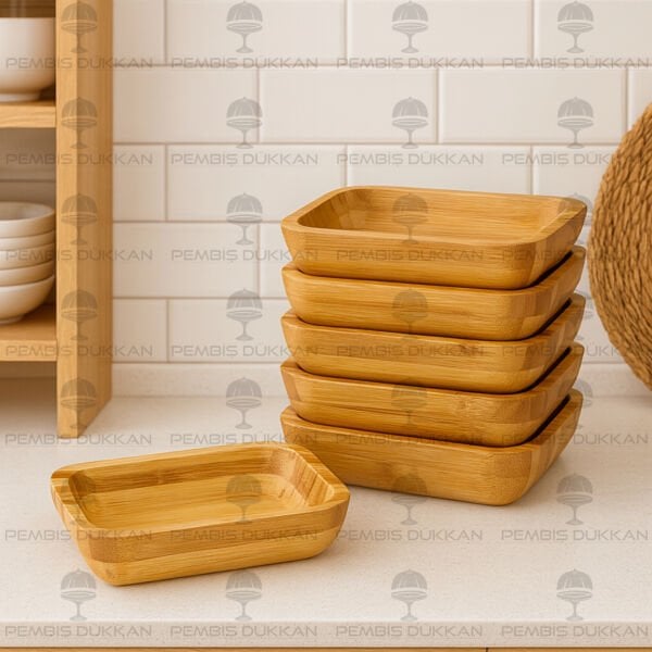 1 ADET MİEN BAMBU DİKDÖRTGEN KÜÇÜK BOY DERİN KAYIK TABAK (1432)