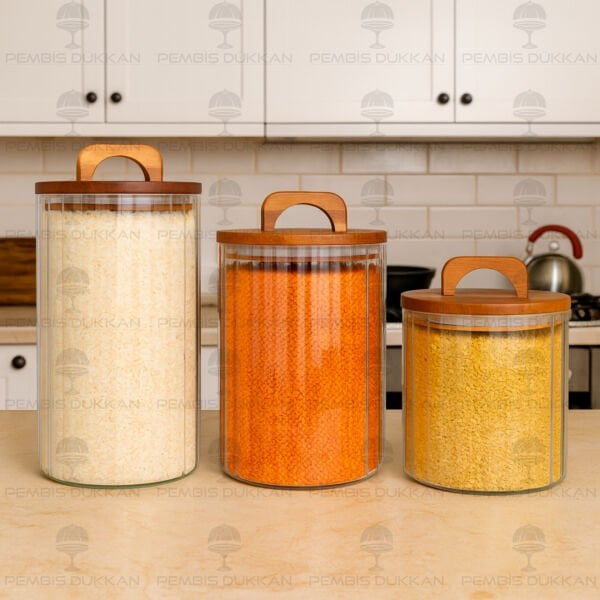 3LÜ ÇİZGİLİ ZAHİRE ERZAK KAVANOZ SET (BOR0103-0104-0105)