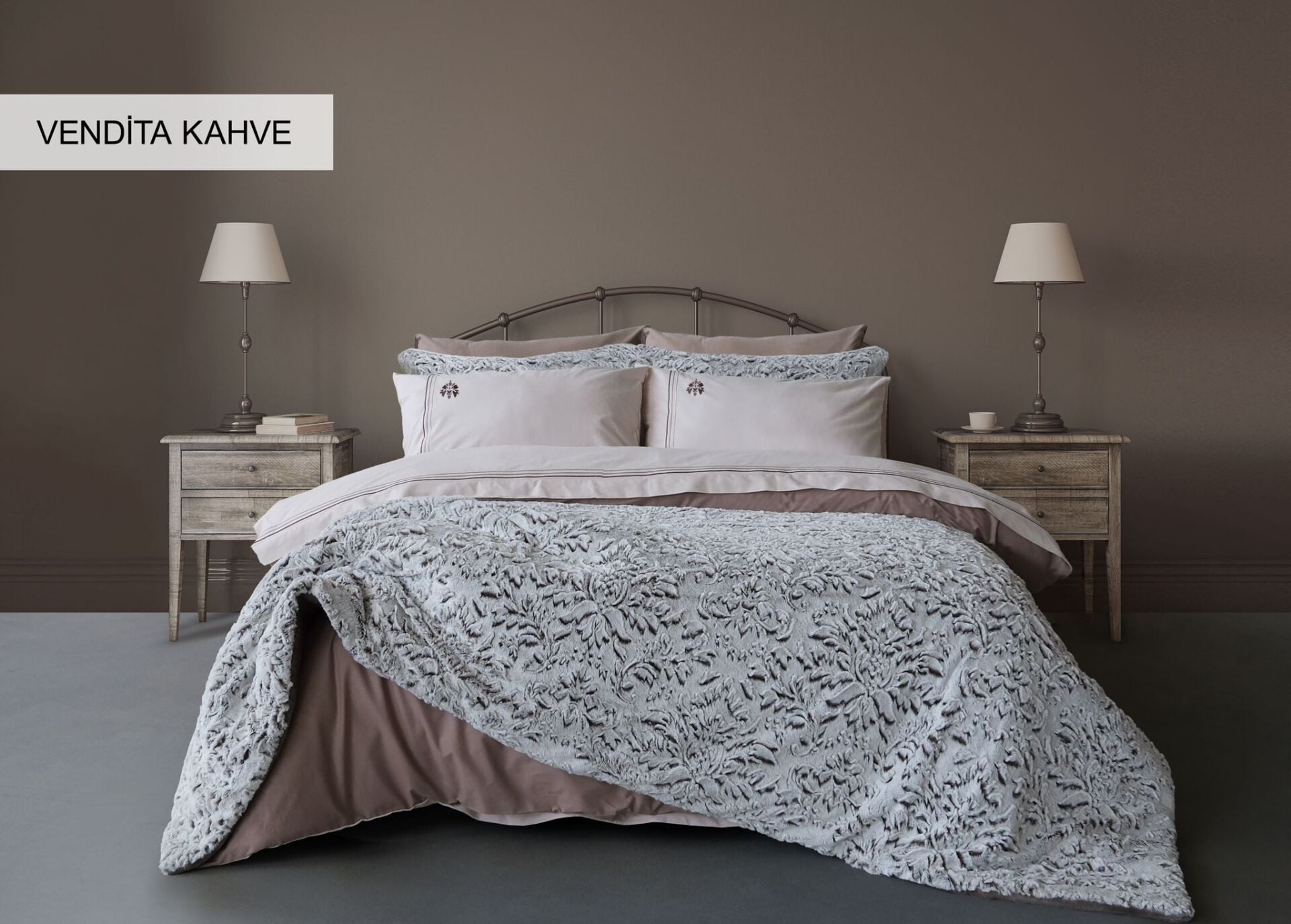 WİLD HOME ÇİFT KİŞİLİK KÜRKLÜ YATAK ÖRTÜSÜ -VENDİTA KAHVE