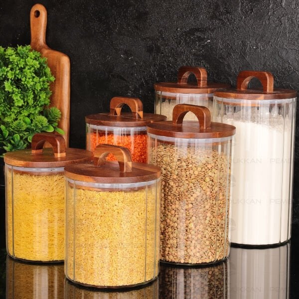 6LI ÇİZGİLİ ZAHİRE ERZAK KAVANOZ SET (BOR0103-0104-0105)