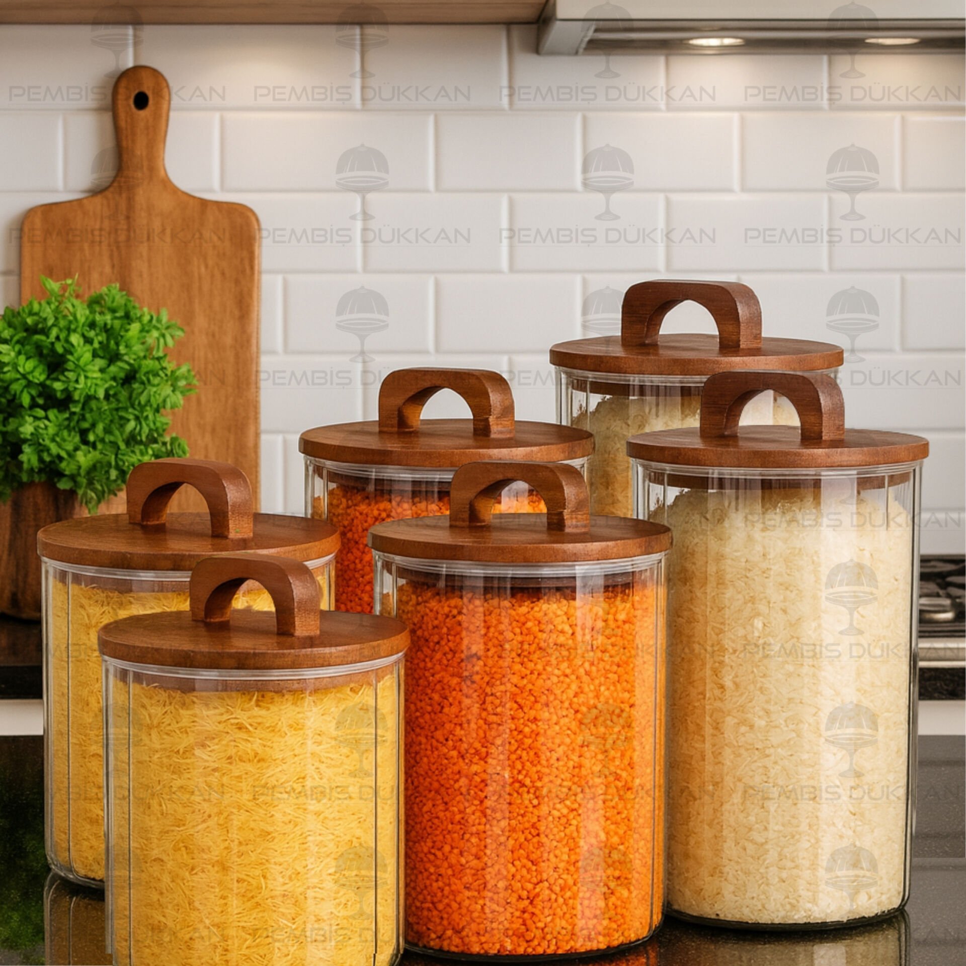 6LI ÇİZGİLİ ZAHİRE ERZAK KAVANOZ SET (BOR0103-0104-0105)