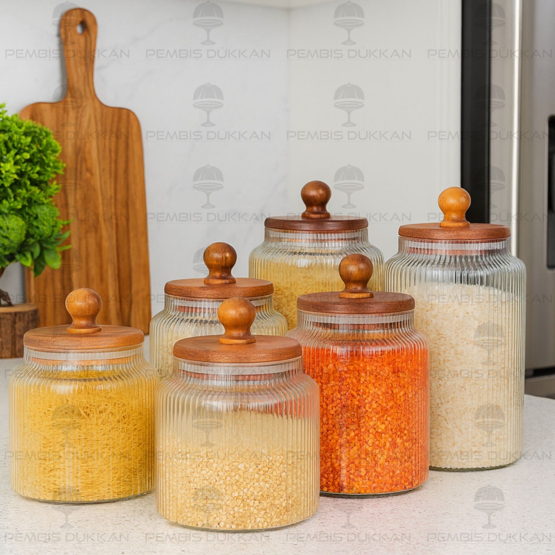 6LI TOFİ AKASYA KAPAKLI KAVANOZ SET NO 1