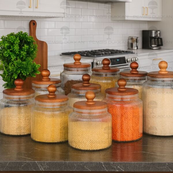 9LU TOFİ AKASYA KAPAKLI KAVANOZ SET NO 1