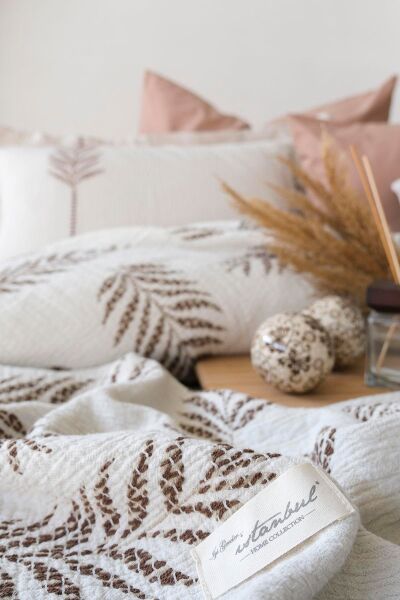 OLİVE EARTH ÇİFT KİŞİLİK PİKE TAKIMI - KAHVE