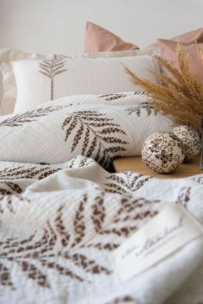 OLİVE EARTH ÇİFT KİŞİLİK PİKE TAKIMI - KAHVE