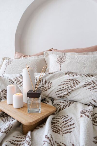 OLİVE EARTH ÇİFT KİŞİLİK PİKE TAKIMI - KAHVE