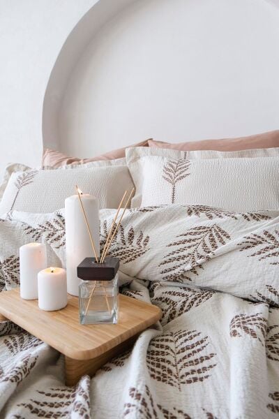 OLİVE EARTH ÇİFT KİŞİLİK PİKE TAKIMI - KAHVE