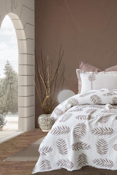 OLİVE EARTH ÇİFT KİŞİLİK PİKE TAKIMI - KAHVE