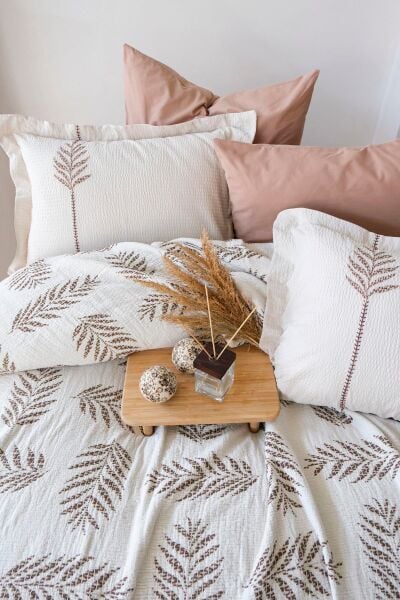 OLİVE EARTH ÇİFT KİŞİLİK PİKE TAKIMI - KAHVE