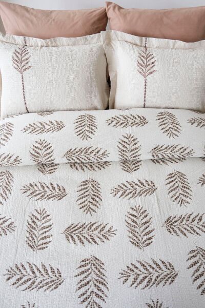 OLİVE EARTH ÇİFT KİŞİLİK PİKE TAKIMI - KAHVE