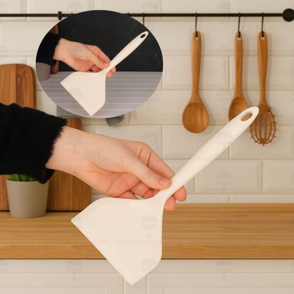 1 ADET KREM SİLİKON GENİŞ SPATULA (1435)