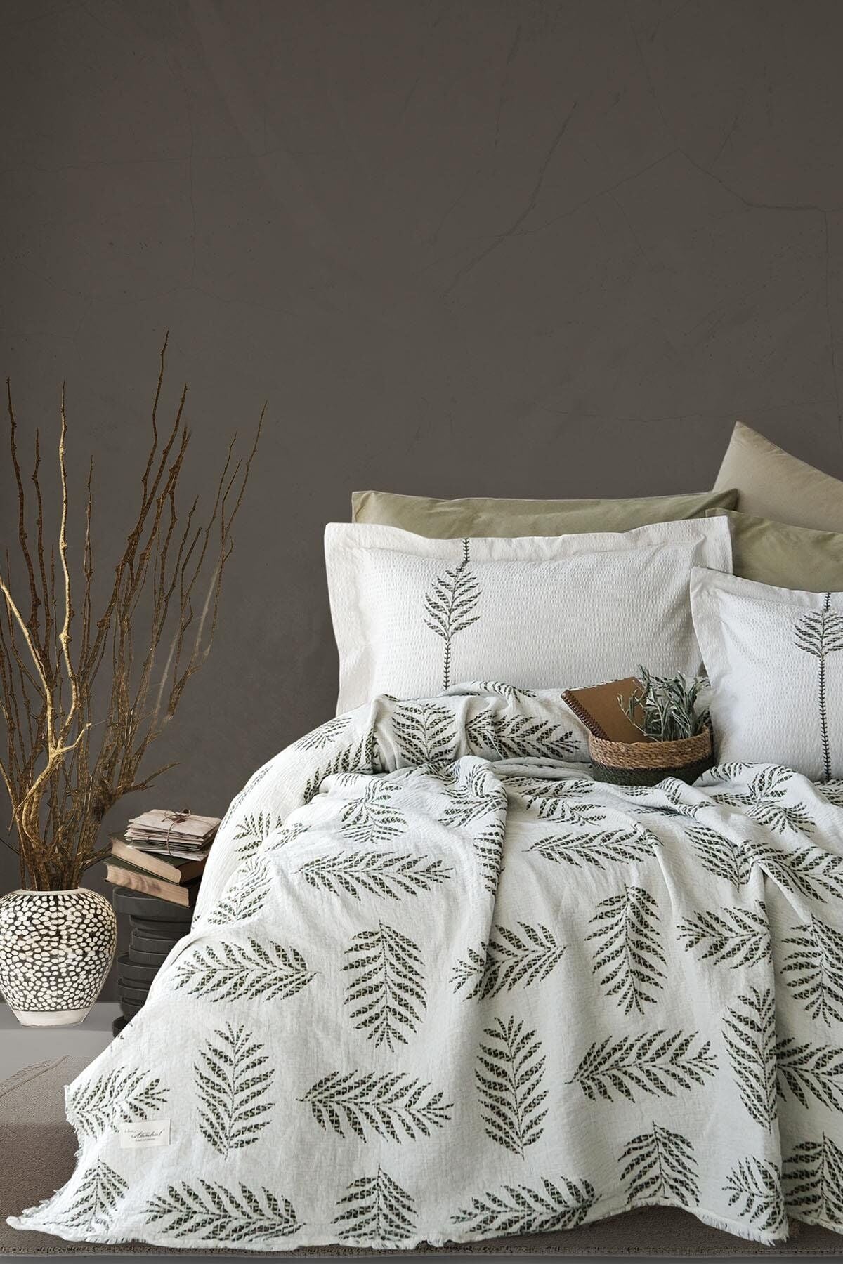 OLİVE EART ÇİFT KİŞİLİK PİKE TAKIMI - YEŞİL