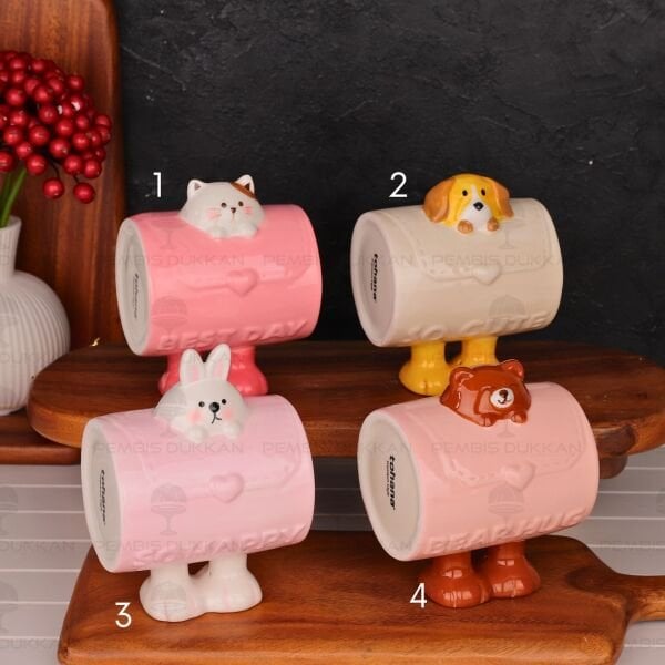 1 ADET SIRNAŞIK HAYVAN FİGÜRLÜ SERAMİK KUPA (MODEL SEÇİN)