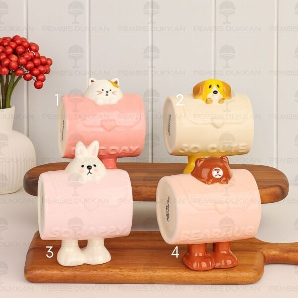 1 ADET SIRNAŞIK HAYVAN FİGÜRLÜ SERAMİK KUPA (MODEL SEÇİN)