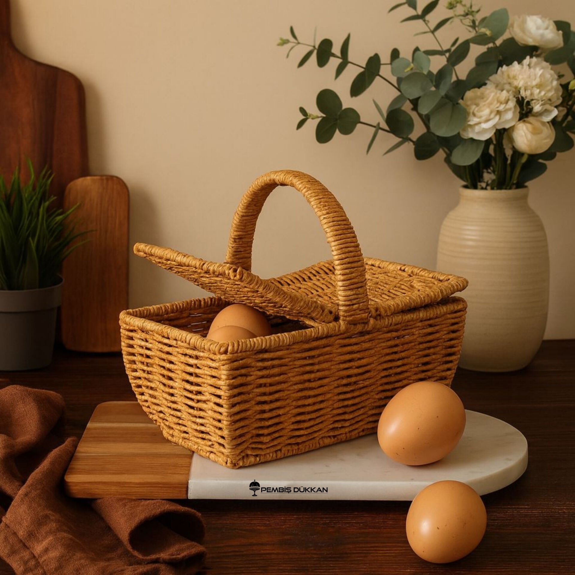 RATTAN DİKDÖRTGEN MİNİ CEVİZ SEPETİ